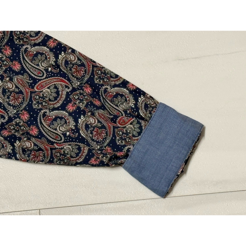 Cremieux Premium Denim Multicolor Paisley Button Down Long Sleeve Flip Cuff L - Picture 4 of 8